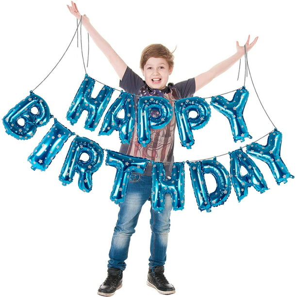 16inch Happy Birthday Balloons,3D Lettering Aluminum Foil Happy Birthday Banner Balloon For Birthday Party Decorations Black